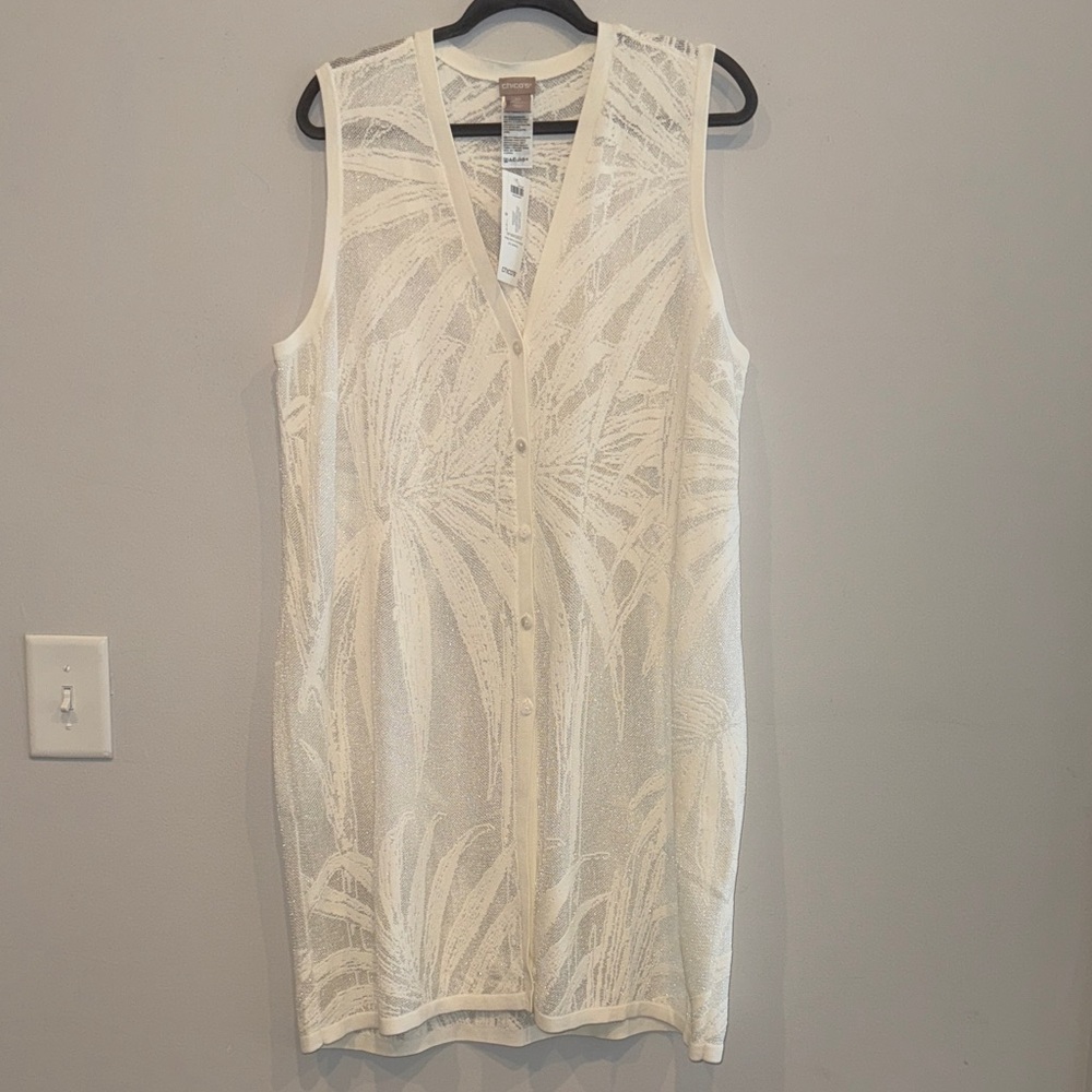 Sleeveless White Button-Up Dress